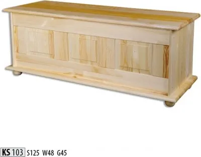 Productafbeelding van Opbergkist van massief hout, houten kist met deksel, grenen, handgemaakt, kist, dozen, 125x45