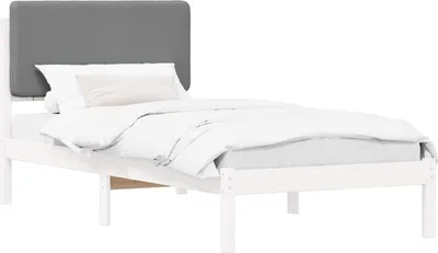Produktbild von Bettgestell mit gepolstertem Kopfteil Hellgrau 90 x 190 cm