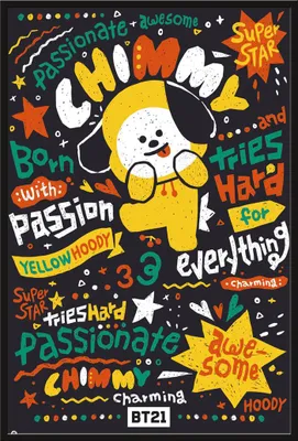 Image de BT21 - Affiche - Chimmy + cadre interchangeable, Shinsuke® Maxi en plastique noir, vitre en acrylique