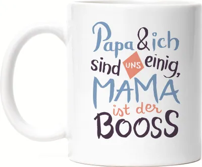 Produktbild von Papa & Ich Sind Uns Einig Mama Ist Der Boss Tasse Geschenkidee Muttertag Humor Sarkasmus