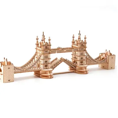 Image de FORSMANO Puzzle 3D en bois Tower Bridge, avec 113 pièces de puzzle, jeu de construction de modèles DIY du célèbre monument, idée de cadeau pour enfants et adultes