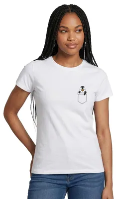 Produktbild von Spreadshirt Pinguin in Brusttasche Frauen T-Shirt, M, Weiß