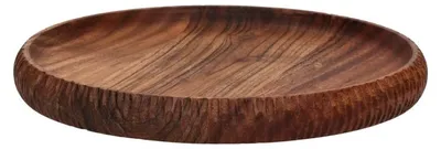 Image de Bol Pomax, en bois d'acacia, couleur marron noisette, diamètre 25 cm, hauteur 2,5 cm