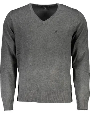Produktbild von Elegantes Herrenhemd: Grauer V-Ausschnitt Pullover in Übergröße
