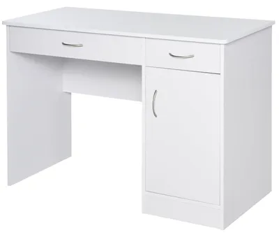 Immagine prodotto di Scrivania da Ufficio Porta PC 2 Cassetti 1 Anta 111x48x75,8 cm in Legno Bianco