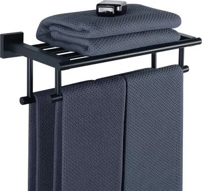 Imagen del producto de Soporte doble para toallas Unyqoos® de 40 cm – Ideal para baño y cocina, acero inoxidable SUS304, color mate, resistente a arañazos y corrosión, diseño de escalera, montaje con tornillos