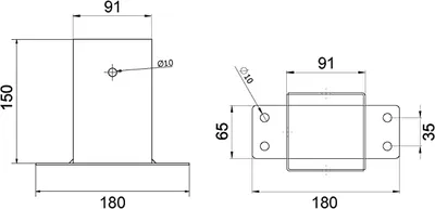 Produktbild von TRIBECCO Schaukelverbinder für 90x90 mm Vierkantbalken, Grau, Höhe 15 cm, aus 2mm Stahlblech, pulverbeschichtet, wetterfest, mit 10mm Löchern, auch als Wandverbinder
