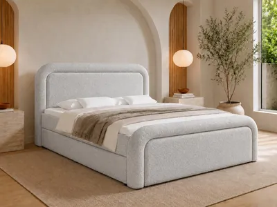 Produktbild von Emlar Boxspringbett Dream 160x200 - Komplett-Set mit Matratze und Topper - Polsterbett mit Bettkästen - Bouclé-Stoff - Boxspringbett Grau (Quelle 83)