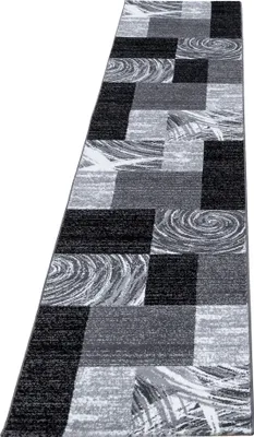 Produktbild von Teppich Läufer Wohnzimmer Schwarz 80x300 Abstraktes Kariertes Design aus Polypropylen