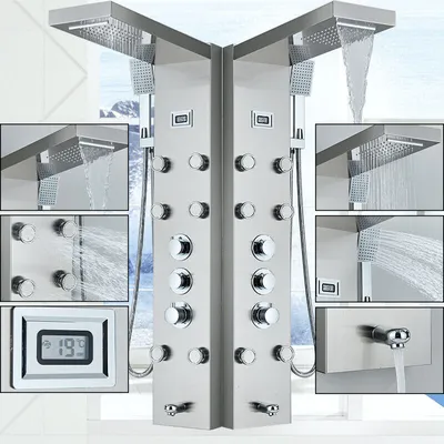 Obrázok produktu pre Sprchový panel Termostat Sprchová batéria z nehrdzavejúcej ocele Masáž Sprchový stĺp