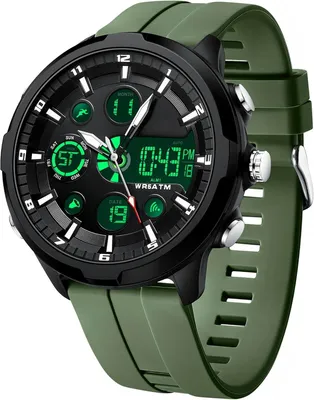Produktbild von Herren Sport Armbanduhr Digital Analog Quarz Großes Zifferblatt 5ATM wasserdicht LED Alarm Stoppuhr Datum 12/24H Silikonarmband Uhr