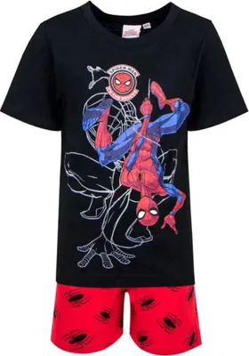 Obrázek produktu pro Marvel Spiderman krátké pyžamo - velikost 98 až 128 - černá / červená / 98