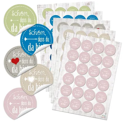 Produktbild von 5 x 24 selbstklebende Sticker SCHÖN DASS DU DA BIST