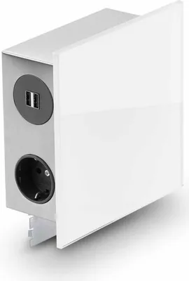 Produktbild von MIRA Quad Glas-USB Steckdosenelement WEISS - Schuko 3-fach und 2-fach USB / Steckdosen / USB-Port