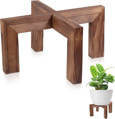 Image de Support pour plantes en bois robuste, surélève les fleurs de 13 à 38 cm, idéal pour le salon, le balcon ou la terrasse
