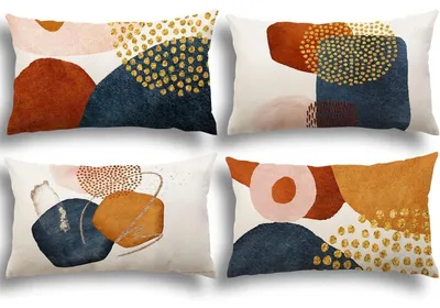 Produktbild von Kissenbezüge 30x50 cm Leinen-Mischgewebe Abstraktes Muster 4er Set