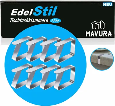 Produktbild von EdelStil zaciski do obrusów ze stali nierdzewnej zaciski do obrusów 8 zestawów