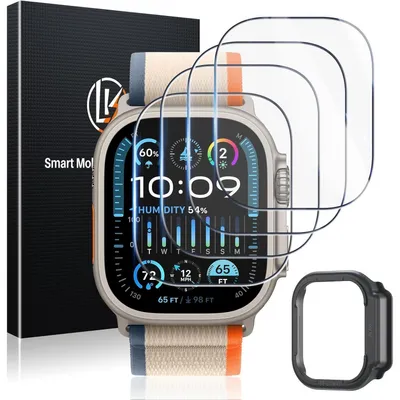 Image de Film de protection, lot de 4, pour Apple Watch Ultra 3/2/49 mm, en verre trempé, protection d'écran 9H, résistant aux chocs et aux rayures, transparent