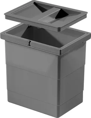 Image de Hailo Seau intérieur 1138979 avec couvercle gris foncé 6,5 litres 226 x 174 x 220 mm 2 anses