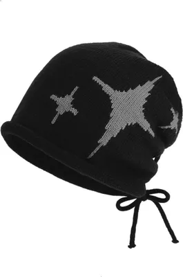 Produktbild von INF Herbst Winter Strickmütze - Warme Mütze mit Ohrenschutz und Faltkrempe Schwarz