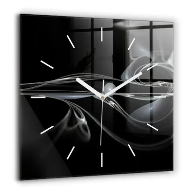 Produktbild von Wallfluent Große Wanduhr – Stilles Quarzuhrwerk - Uhr Dekoration Wohnzimmer Schlafzimmer Küche - Zifferblatt mit Striche - weiße Zeiger - 60x60 cm - Abstrakter Rauch