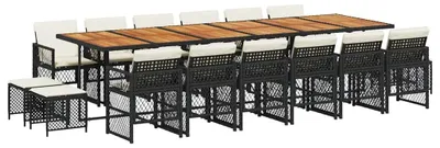 Produktbild von vidaXL 17-tlg. Garten-Essgruppe mit Kissen Schwarz Poly Rattan