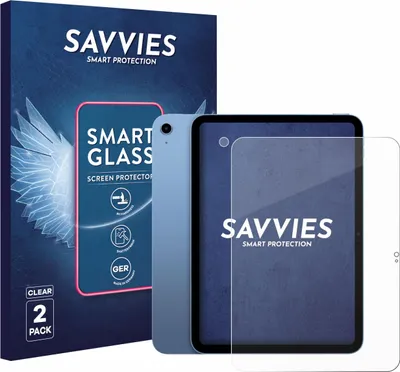 Produktbild von 2x Savvies Schutzglas Folie für Apple iPad 10.9" 2022 10. Gen. (Display+Kamera) 9H Panzer Schutzfolie Glas Displayschutz klar transparent