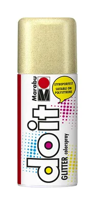 A spray can of Marabu do it GLITTER glitter gold paint against a white background.