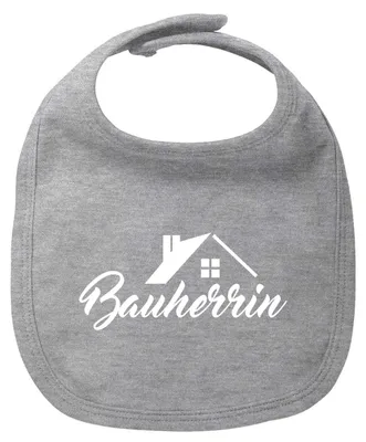 Produktbild von Huuraa Baby Lätzchen Bauherrin  Heather Grey Klettverschluss  Baumwolle Latz Geschenkidee