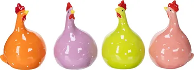 Produktbild von Keramik Hühnerfiguren Osterdeko für Wohnzimmer und Tischdekoration, 4 Stück
