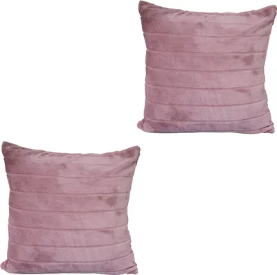 Produktbild von 2er Set Flanell Kissenbezug Kissenhülle Bezug Reißverschluss Rosa 45x45cm