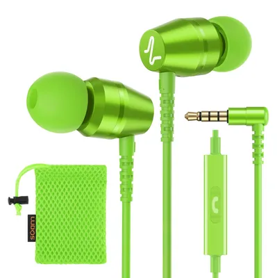 Produktbild von OMNITONE Kopfhörer In Ear Kopfhörer mit Kabel und Mikrofon In Ear Ohrhörer Klinkenstecker Earbuds Satte Bässe Earphones Headphones Grün