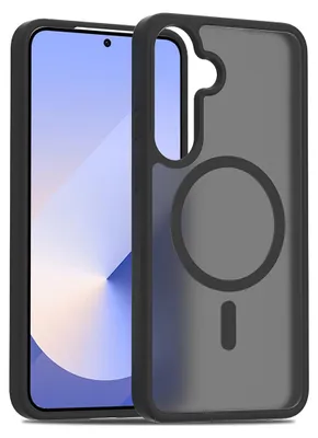 Image de Etui magnétique pour Samsung Galaxy S25+ / S24+, compatible MagSafe, dos transparent mat, résistant aux chocs Noir