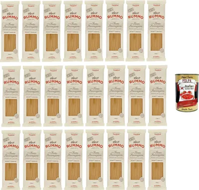 Produktbild von Rummo Spaghetti Grossi No.5 24x500g | Hartweizengrieß, al bronzo – langsam getrocknet, extra dick & bissfest – Premium Vorratspack 12kg Familie & Gastro + Italian Gourmet polpa