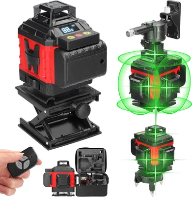 Produktbild von Kreuzlinienlaser profi 4D 16 Lines Laser Level Grünes 360º Rotary Automatische Kreuzlinienlaser mit 2X Batterie, 360°-Drehsockel, Wandhalterung