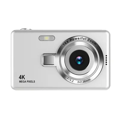 Zdjęcie produktu dla Aparat cyfrowy ZELURXX, aparat dla dzieci, z 16-krotnym zoomem i 2,4-calowym wyświetlaczem IPS, przenośny aparat z filtrem retro, dla dzieci i początkujących, srebrny