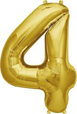 Produktbild von Folienballon Zahl 4 in Gold, 36 cm – Dekoration für Geburtstag und Jubiläum