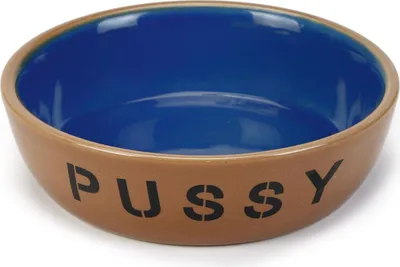 Obrázek produktu pro Beeztees Catdish Pussy – miska pro kočky – béžová/modrá – 13,5 × 13,5 × 4 cm – 415