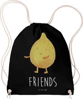 Produktbild von Mr. & Mrs. Panda Stoffbeutel Beste Freunde Zitrone - Schwarz - Geschenk, Jutebeutel, gym tasche, Stoffrucksack, Beutel, Lustige Sprüche, Fehlende Keywords, rucksack