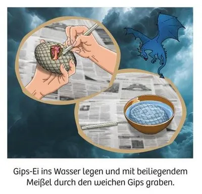 Produktbild von Ausgrabungsset Drachen, sortiert, Gips-Ei mit Meißel-Werkzeug