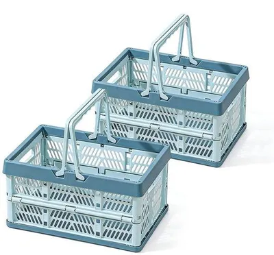 Image de Sacs pliables multifonctions avec poignée en plastique - Lot de 2 - 10 litres - Durables - Se replient facilement