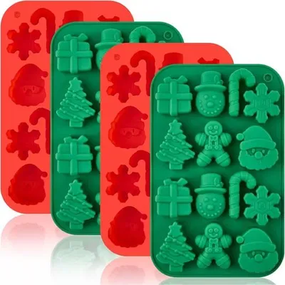 Produktbild von GKA 2 Stück Schokoladenform Pralinenform Silikon Weihnachten Advent Schokolade Rentier Weihnachtsmann Weihnachtsbaum Schneemann Geschenk 28 Formen