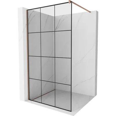 Obrázek produktu pro Mexen Kioto sprchová zástěna 120 x 200 cm, Průhledné/Černý vzor 8 mm, Zlatorůžová - 800-120-101-60-77