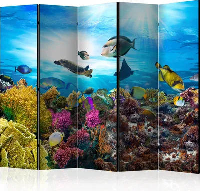 Produktbild von 5-teiliger Einseitiger Vlies Paravent - Coral reef II 225x172 cm Landschaften g-A-0093-z-c
