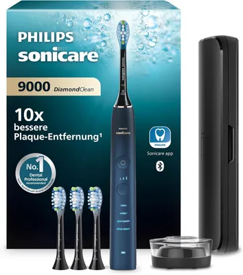 Produktbild von Philips Sonicare DiamondClean 9000 Schallzahnbürste mit 4 Bürstenköpfen, Reiseetui, 4 Modi & Ladegerät HX9911/89