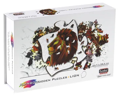 Zdjęcie produktu dla Puzzle drewniane Lew kolorowe 121 elementów