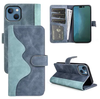 Image de Étui de protection en simili cuir bleu pour Apple iPhone 14