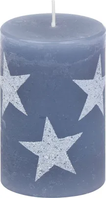 Produktbild von Weihnachtskerzen Stumpenkerze "Multistern" Rauchblau 100/68 mm