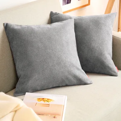 Produktbild von Blumtal 2er Set Kissenbezug 40x60 cm Chenille - Kuscheliges Sofakissen mit verstecktem Reißverschluss,  , weiches Dekokissen, Grau