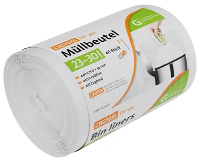Image de Sacs poubelle DEISS, 23-30 litres, pour poubelles Brabantia Touch Bin (taille G), 40 pièces